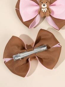 2 chiếc kẹp tóc hình gấu dễ thương cho bé gái kẹp tóc hình gấu nâu có nơ cài tóc hình gấu nhỏ kẹp tóc hình nơ cho bé gái mới biết đi kẹp tóc hai lớp phụ kiện tóc cho trẻ em - Nhiều màu - Xem 8