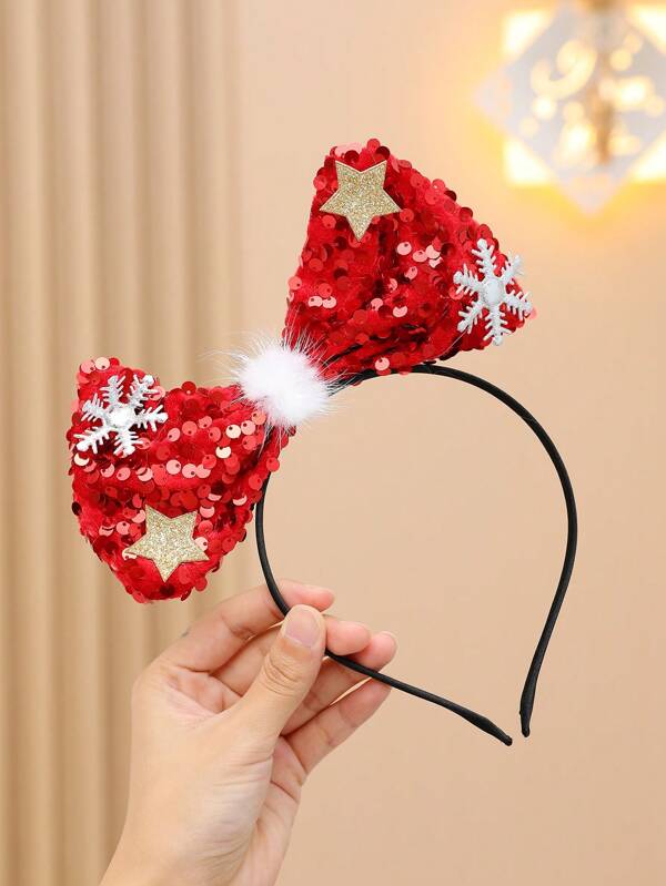 Faixa de cabeça brilhante de Natal, acessório de cabelo para decoração de festa de Natal, pequeno presente de Natal