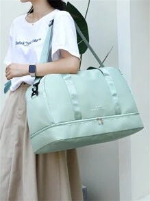 Festa Junina Baila Morena Bolsa baú esportiva nylon resistente à água capacidade grande de mão de ombro alça transversal ajustável porta tênis bolso impermeável - Verde - Visão 3