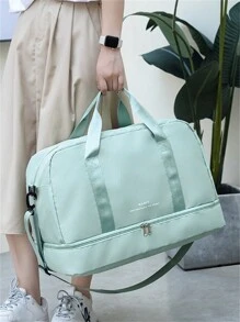 Festa Junina Baila Morena Bolsa baú esportiva nylon resistente à água capacidade grande de mão de ombro alça transversal ajustável porta tênis bolso impermeável - Verde - Visão 4