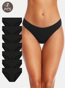 7条装纯色女士内裤套装，舒适透气比基尼内裤