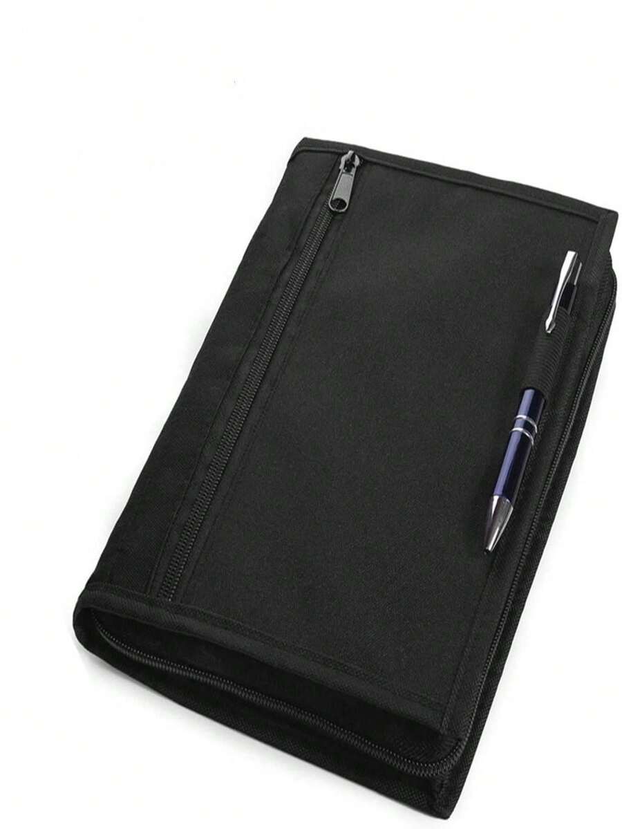 长款汽车遮阳板卡夹文件收纳袋，牛津布汽车保险单文件夹，汽车收纳笔袋 - 黑色 - 查看 1