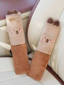 1件装汽车水豚护肩可爱卡通毛绒安全带套冬季舒适护肩套 - 均碼 - 查看 4