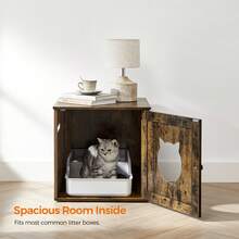 Feandrea Cat Litter Box Furniture, Hidden Litter Box Enclosure Cabinet With Single Door, Indoor Cat House, End Table, Nightstand - Rust Brown - View 2