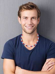 1 PIEZA Collar de cadena de cuentas con temática de béisbol, estilo deportivo para hombres, mujeres y atletas, Colección bling hielo, Joyería de collares de béisbol, Regalo para padre, hijo, familia, Navidad, San Valentín, mamá, madre, Día de la Madre