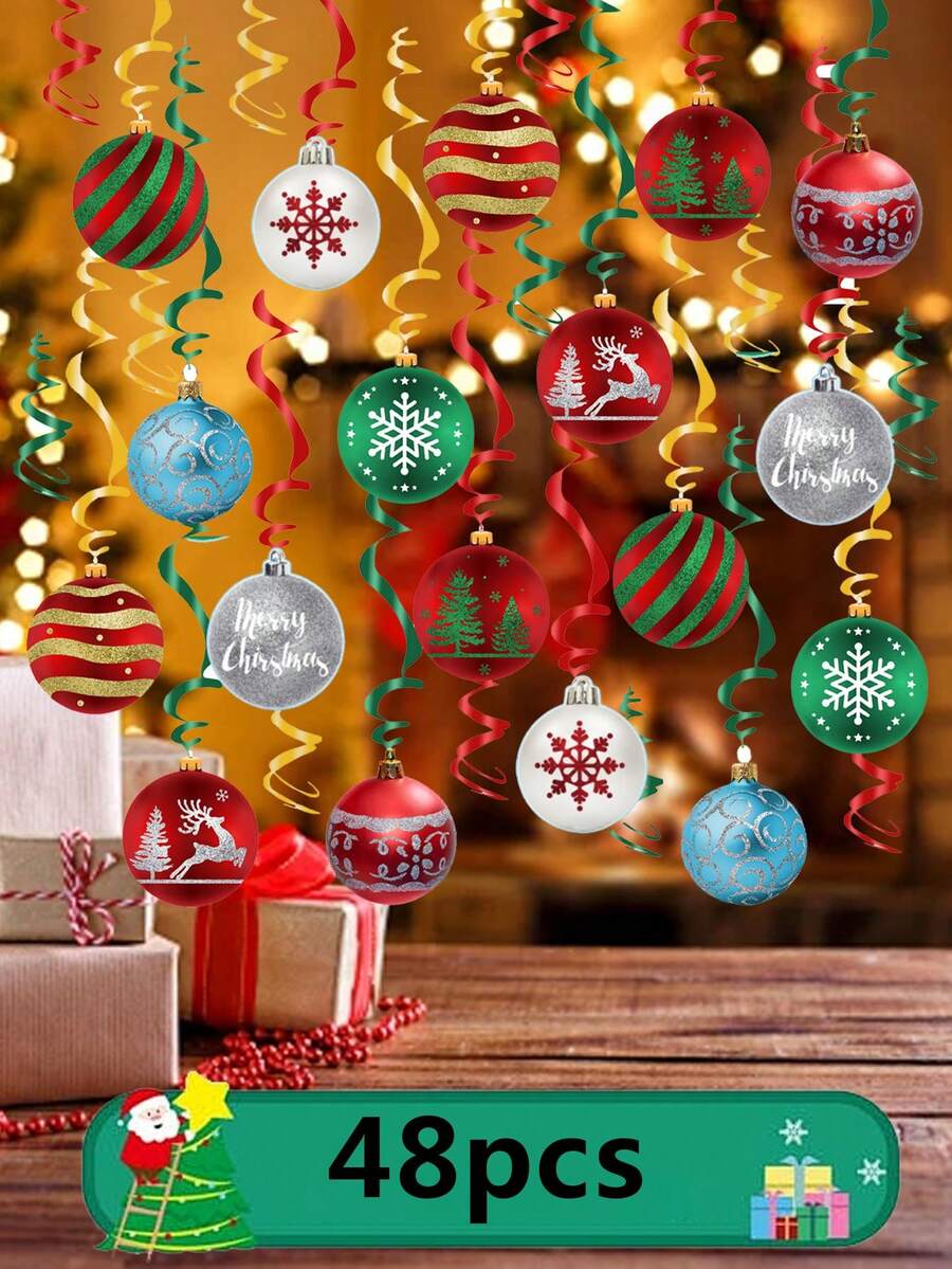 48 món đồ trang trí tiệc Giáng sinh, trang trí phòng tiệc sinh nhật, phòng khách, trang trí phòng, đồ trang trí treo tiệc Giáng sinh, bông tuyết, cây thông Noel, đồ trang trí treo hình xoắn ốc màu nâu vàng, đồ trang trí treo hình xoắn ốc Giáng sinh bằng PVC, đồ trang trí Giáng sinh - Nhiều màu - Xem 1