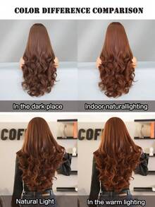 Brown Long Curly Middle Parted Wig Bangs Heat Resistant Synthetic Fiber Matte Hair Chocolate Brown Wig For Women Daily Use 30 Inches - Chocolate Brown - View 5