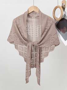 1 chiếc áo len cardigan len dệt kim hình tam giác rỗng màu trơn cỡ lớn dành cho nữ, giữ ấm cổ, đa năng, làm từ cashmere giả, mùa thu/đông - Nhiều màu - Xem 14