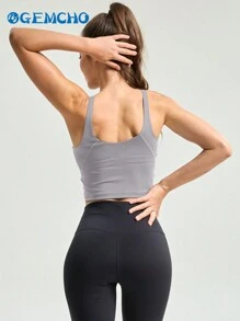 Tight Fitting Tank Top Longline Wirefree Padded With Medium Support Women Tank Top Spring/Summer - Dusty Purple - View 6