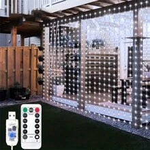 LED Curtain String Lights With Remote, 8 Flicker Modes, USB Powered, Remote Included, Perfect For Christmas, Home & Bedroom Ambiance, Holiday Lighting, New Year, Valentine's Day Decor