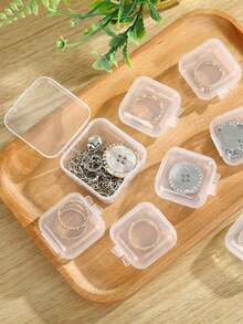 4 件/1 件迷你塑料收纳盒，透明珠宝收纳盒，便携式耳塞药丸收纳盒，带盖珠宝珠子容器，多功能五金小工艺小工具收纳盒 - 彩色 - 查看 1