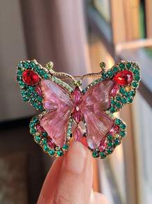 1pc Heavy Duty Crystal Butterfly Brooch, Fashionable Animal Insect Women Brooch, High-End Multi-Purpose Coat Decoration - Star - View 3