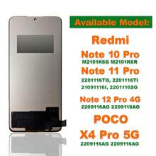 1 pieza Pantalla LCD de alta calidad TFT compatible con Redmi Note 10 Pro LCD M2101K6G M2101K6R, pantalla táctil y digitalizador de ensamblaje compatible con Redmi Note 11 Pro LCD 2201116TG, 2201116TI, 21091116I, 2201116SG, pantalla LCD compatible con Redmi Note 12 Pro 4G LCD 2209116AG 2209116AG, pantalla LCD y digitalizador de ensamblaje compatible con Poco X4 Pro 5G LCD 2209116AG 2209116AG - TFT LCD sin marco - Ver 4