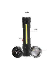Lampara Táctica Con Cob 3000 Lumens Recargable Con Clip Iman - Negro - Ver 5