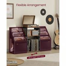 VASAGLE Record Player Stand, 3-Tier Side Table, Vinyl Record Storage Up To 140 Albums, End Table For Living Room, Bedroom - 棕色 - 查看 6