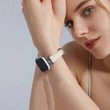 1 件优雅超薄皮革回环表带，兼容 Apple Watch 女式表带，金色万圣节黑色吊饰运动薄款 38 毫米 40 毫米 41 毫米 42 毫米 44 毫米 45 毫米 46 毫米 49 毫米，表带兼容 Apple Watch 表带系列 Ultra S10 9/8/7/6/5/4/3/2/1 SE - 米色 - 查看 5