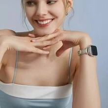 1 件优雅超薄皮革回环表带，兼容 Apple Watch 女式表带，金色万圣节黑色吊饰运动薄款 38 毫米 40 毫米 41 毫米 42 毫米 44 毫米 45 毫米 46 毫米 49 毫米，表带兼容 Apple Watch 表带系列 Ultra S10 9/8/7/6/5/4/3/2/1 SE - 米色 - 查看 6