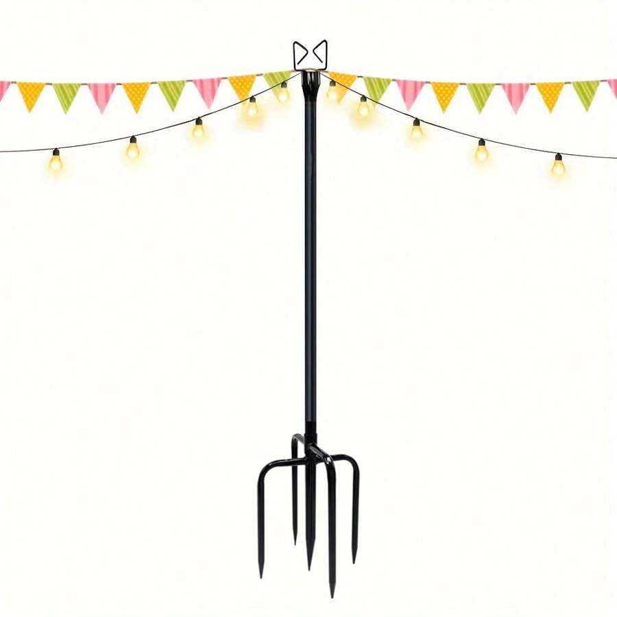 9 FT String Light Poles, Metal Poles For Hanging Outdoor Light Strings