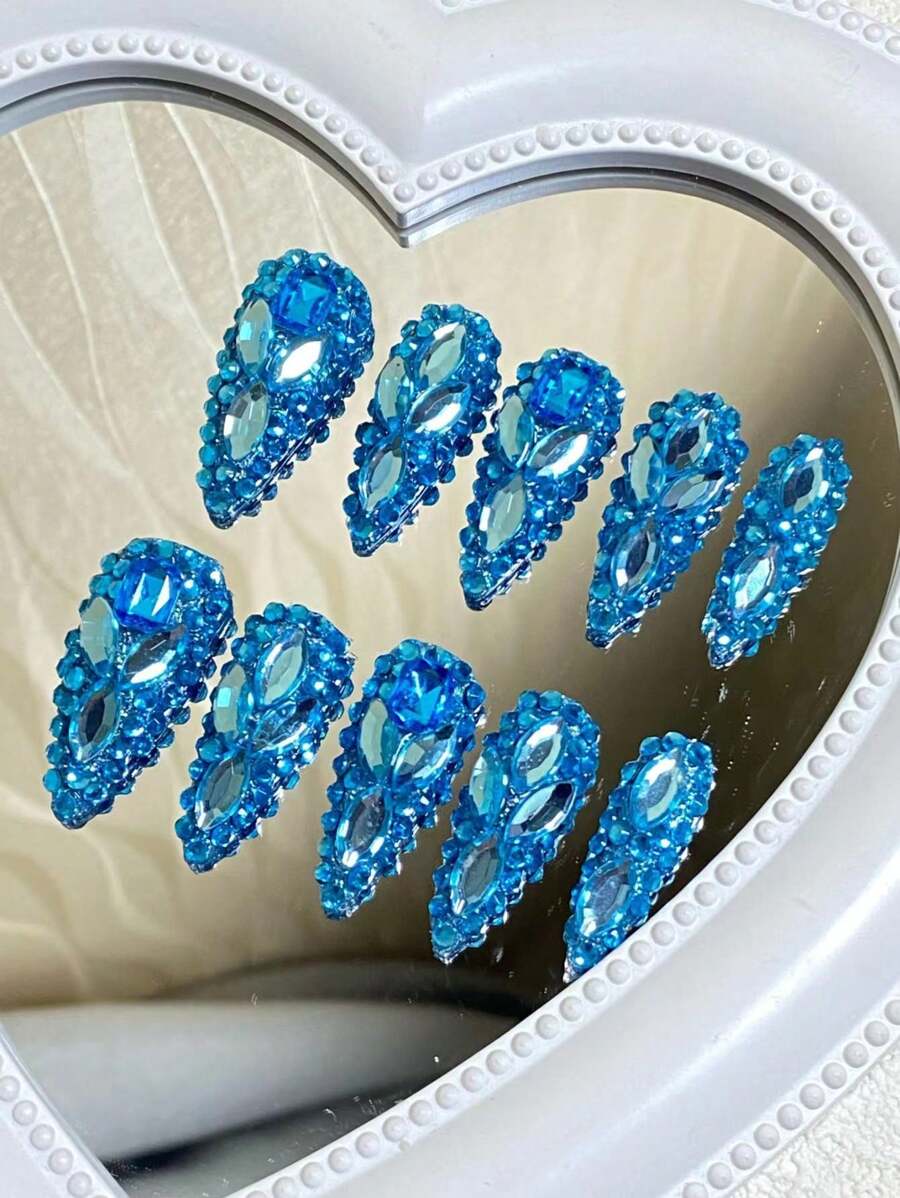 10 Pieces Of Pure Handmade Armour Full Diamond Blue EyeCatching