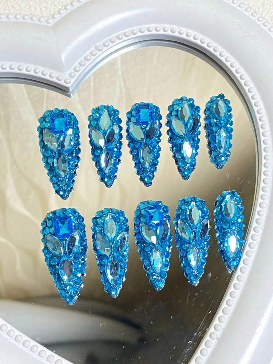 10 Pieces Of Pure Handmade Armour Full Diamond Blue EyeCatching