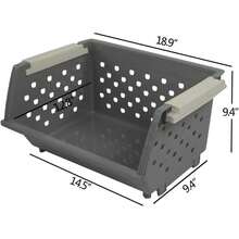 Plastic Stackable Storage Bins, Multi-Functional Stacking Basket, Grey, Pack Of 3 - 1 - 查看 2