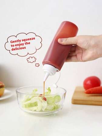 1 件调味品挤压瓶，厨房酱汁/油/番茄酱/芥末酱分配器，带盖，适用于烹饪工具