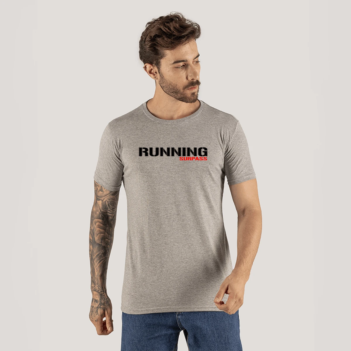 Printed Cotton T-Shirt 30.1 Combed Trees - 灰色 - 查看 1