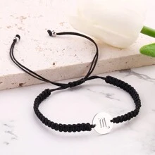 1 pieza Pulsera unisex con de los 12 signos del zodíaco, hecha a mano de acero inoxidable trenzado, de moda