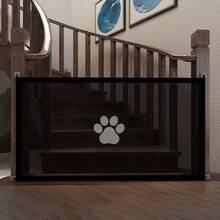 1 pieza Valla divisoria para mascotas sin taladro, barrera plegable portátil de malla de seguridad para perros, red de aislamiento para mascotas - Negro - Ver 3