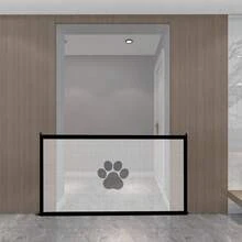 1 pieza Valla divisoria para mascotas sin taladro, barrera plegable portátil de malla de seguridad para perros, red de aislamiento para mascotas - Negro - Ver 7