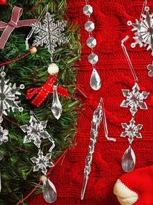 Bộ 5 dụng cụ nhặt đá cạnh bông tuyết trong suốt, Mặt dây chuyền trang trí cây thông Noel - Đồ trang trí Giáng sinh tuyệt vời, Tự làm cho cây thông Noel, Trang trí nhà cửa, Mặt dây chuyền treo tiệc mùa đông, Đồ trang trí tiệc cưới ngày lễ - Nhiều màu - Xem 8