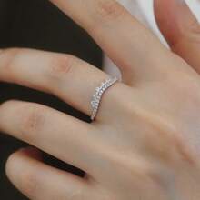 1 件 925 纯银戒指，简约设计，通勤和时尚百搭 - 皇冠守護戒指 - 查看 2