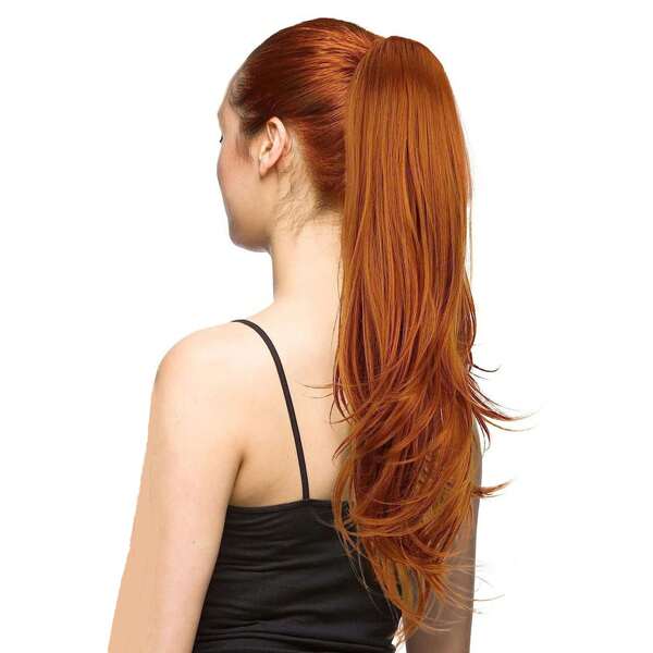Extensión de cola de caballo con pinza, rizada y ondulada, extensión de cabello sintética de cola de caballo naranja larga para mujeres