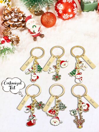 Personalized Stainless Steel Keychains, Holiday Gifts, Santa Claus Snowman Reindeer Christmas Tree Boots, Sock Shaped Decorations, Hanging Decorations, Carved Names, Pet Tags, Travel Bag Pendants, Suitable As Birthday Gifts And Holiday Gifts For Friends, Relatives, Or Classmates. Stainless Steel Oval Keychain Pendant