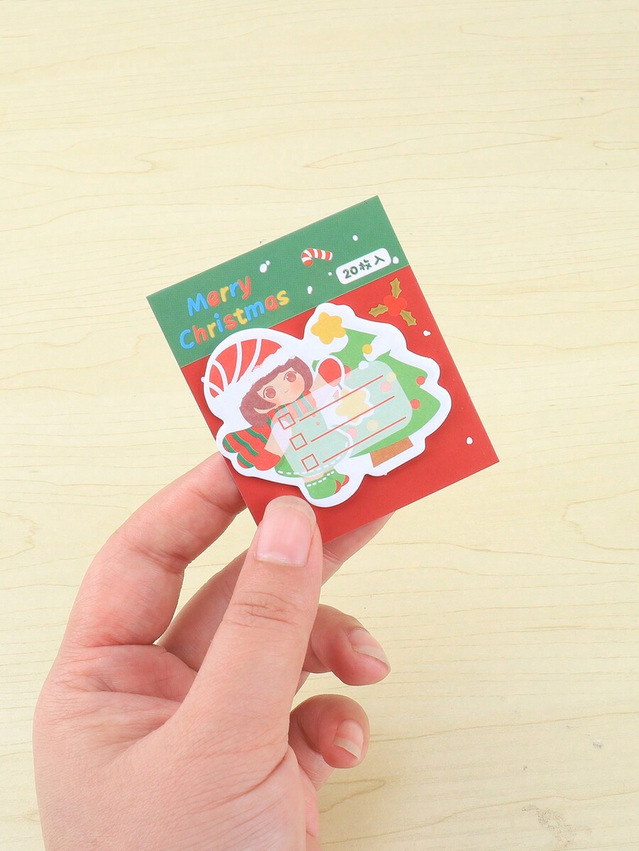 1 Creative Christmas Tree Pattern Sticky Sticker, Portable School