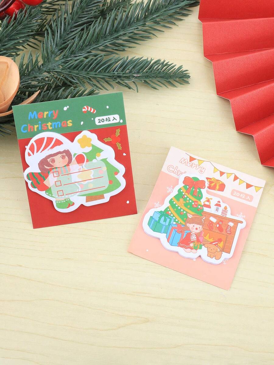 1 Creative Christmas Tree Pattern Sticky Sticker, Portable School