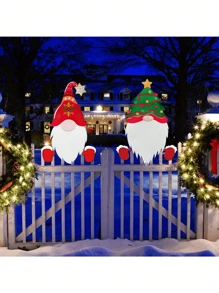 1pc Kim loại hàng rào nhìn trộm Giáng sinh - Nhiều ông già Noel và chú lùn dễ thương để lựa chọn cho trang trí sân vườn, biển báo sân ngoài trời để thêm không khí lễ hội vui vẻ, quà tặng trang trí tiệc Giáng sinh - Nhiều màu - Xem 3