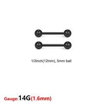 2/8 件 14G 舌钉不锈钢防过敏乳头舌环直工业耳环杠铃 14G 乳头舌软骨条身体穿孔饰品男女适用 12 毫米 14 毫米 16 毫米 18 毫米 36 毫米 38 毫米 5 毫米球