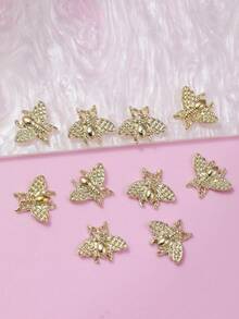 10 đồ trang trí móng tay hình động vật ong vàng, đồ trang trí móng tay bằng hợp kim kẽm ba chiều màu trơn, thích hợp để trang trí tiệm làm móng - Vàng - Xem 4