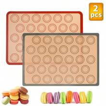 2 peças - Tapete de silicone para assar no forno, Tapete de silicone antiaderente para assar macaron, Tapete de cozimento de meia folha reutilizável resistente ao calor para biscoitos, padaria, confeitaria, macaron