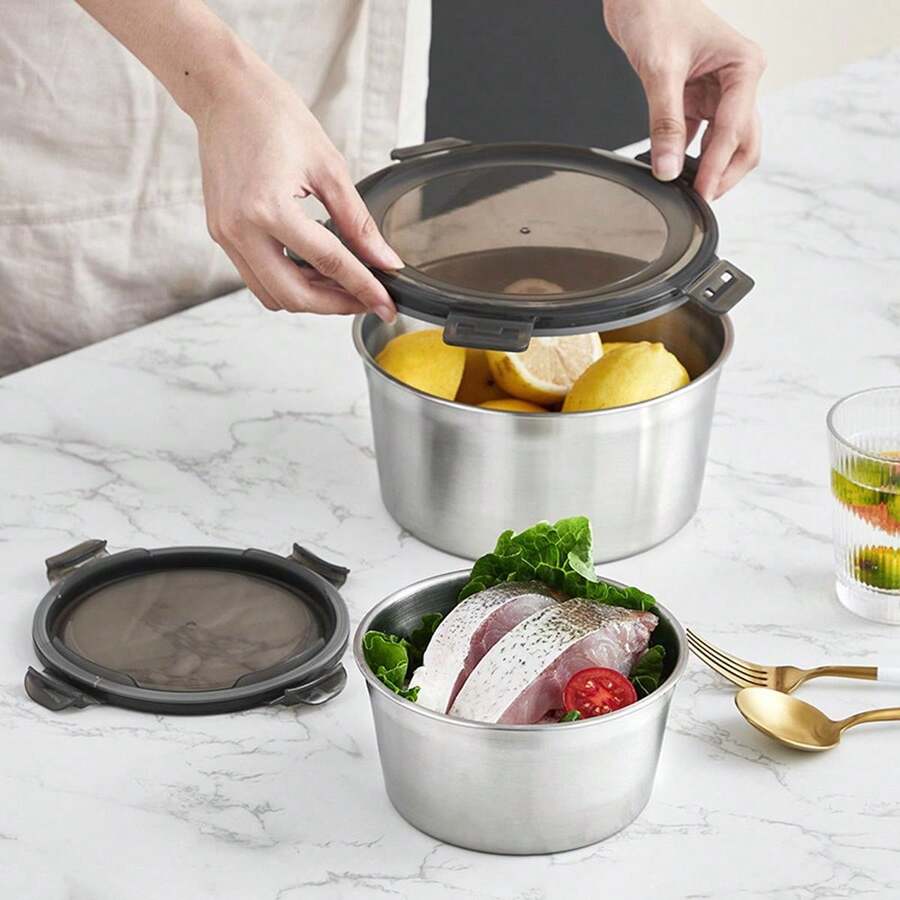 304 Stainless Steel Airtight Food Storage Containers Set, Suitable For