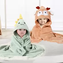 2 pièces Serviette de bain bébé, couverture à capuche visage animal unisexe pour bébé, pèlerine bébé design animal unique super douce, peignoirs de bain nouveau-nés pour toutes les saisons, serviettes de bain en polaire de dessin animé pour tout-petits