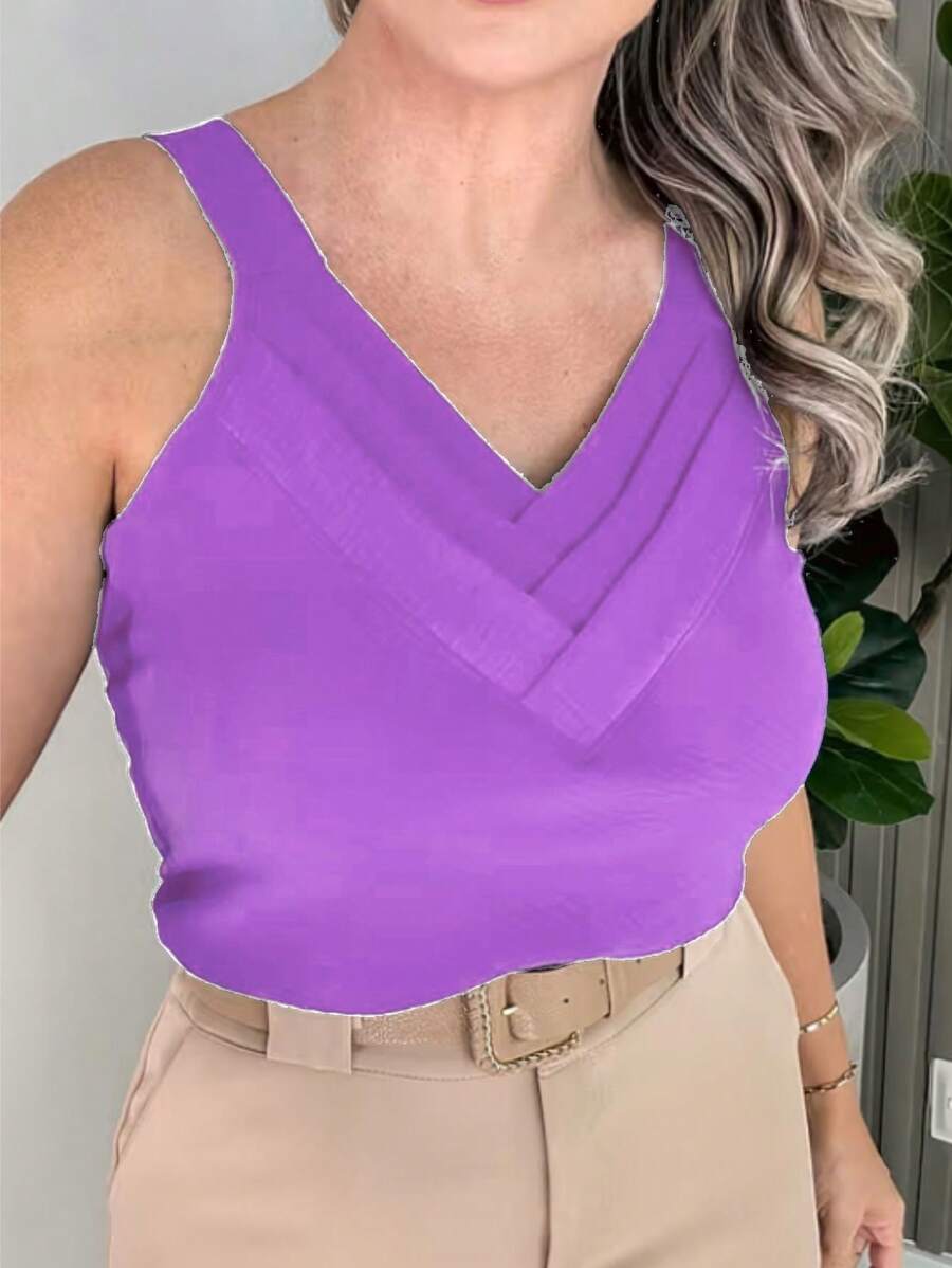 WOMEN'S TANK TOP WITH 3 V-NECKLINE DUNA ALCA GEROSSA - 紫色 - 查看 1