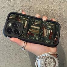 Funda de teléfono con estilo de libro vintage, artística y creativa, llena de conocimientos, adecuada para hombres y mujeres, compatible con la serie iPhone 16, 15, 15 Pro, 15 Pro Max, 14, 13, 12, 11, XS MAX, funda protectora para teléfono - estantería negra - Ver 2
