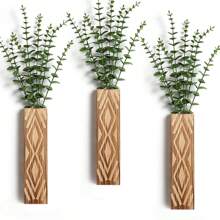 1 pieza Decoración de pared Macetero de pared de madera para plantas de interior, macetero de pared moderno para baño, sala de estar, decoración de pared de cocina, jarrón de pared de estilo rústico para decorar con flores secas y follaje artificial, marrón (plantas no incluidas), decoración del hogar, decoración de la habitación, decoración de pared