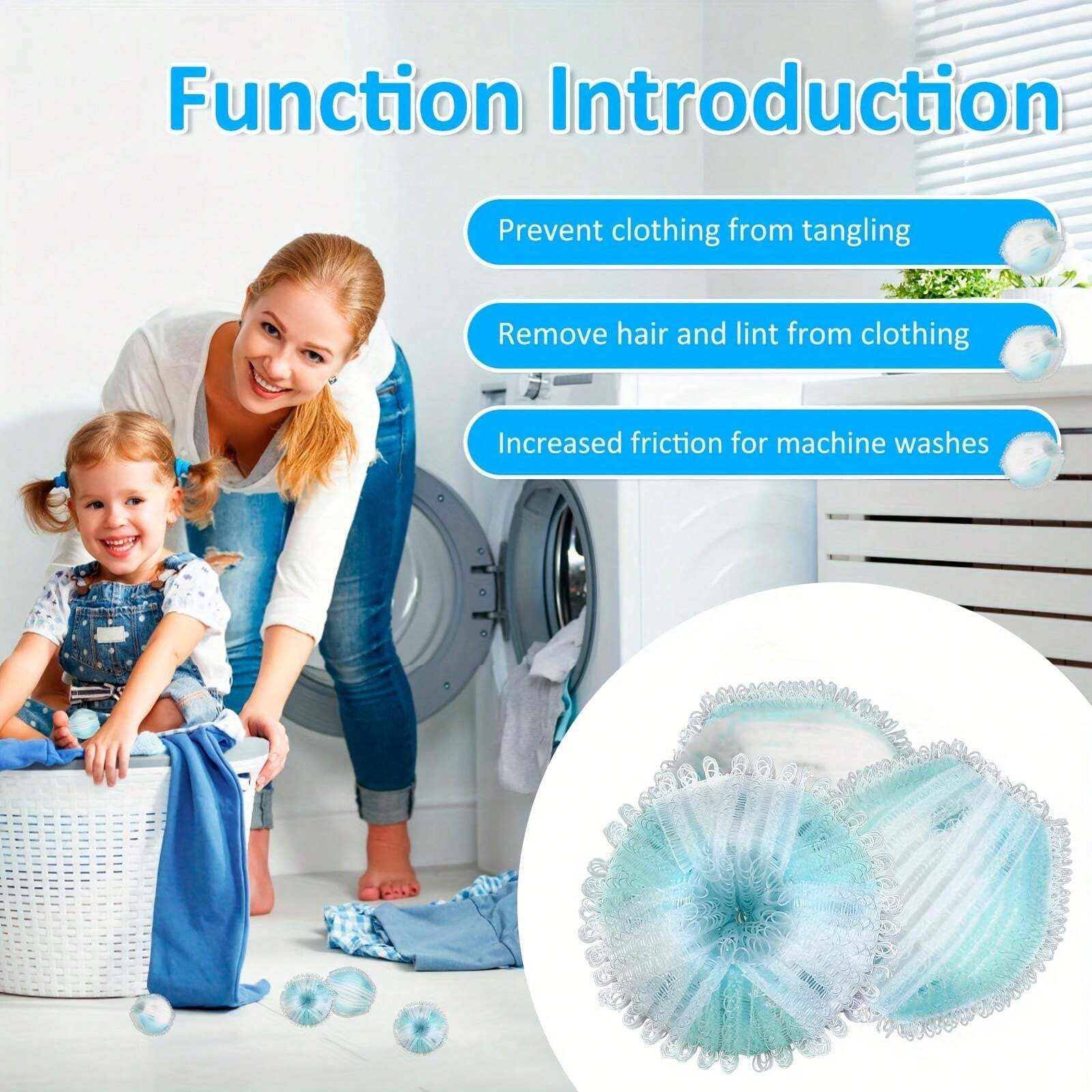 Nylon Magic Laundry Balls, Removes Hair & Stains, AntiTangling