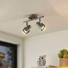 Lindby Strahler 'Sanem' (Landhaus, Vintage, Rustikal) in Alu aus Metall (2 flammig, GU10) - Deckenlampe, Deckenleuchte, Lampe, Spot, Wohnzimmerleuchte - Grau - Übersicht 3