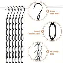2pcs Portable Thick Iron Hooks With Chain, Easy Installation, Anti-Slip, Anti-Rust, Suitable For Clothes Display, Drying And Storage In Wardrobe - Multicolor - View 5