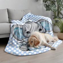 1 Digital Printed Custom Blanket, A Modern And Cute Elephant Element Flannel Blanket - Suitable For All Seasons, Easy To Care For, Suitable For Sofas, Beds, And Travel