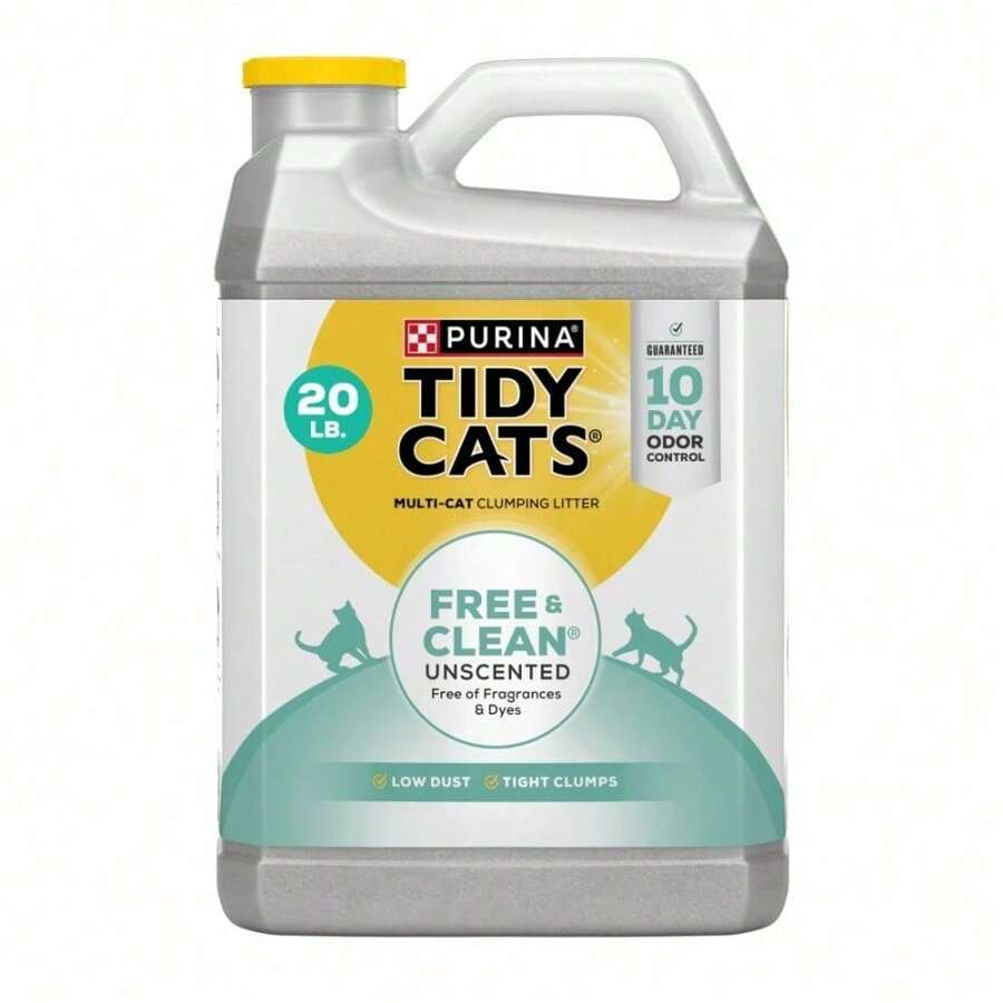 Tidy Cats Free & Clean Unscented Cat Litter, Scoopable, Low Dust, Odor
